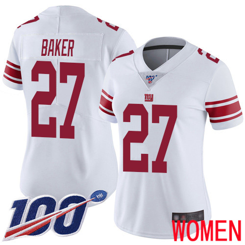 Women New York Giants #27 Deandre Baker White Vapor Untouchable Limited Player 100th Season Football NFL Jersey